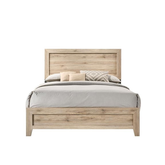 1pc Transitional Bedroom Furniture Eastern King Size Panel Bed Washed Oak Finish