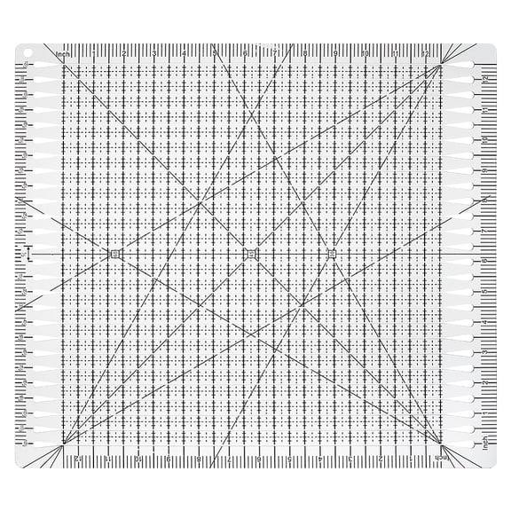 1pc Transparent Acrylic Drawing Template Measuring Ruler Sewing Tools Rectangle Black 40.7x35.6x0.28cm
