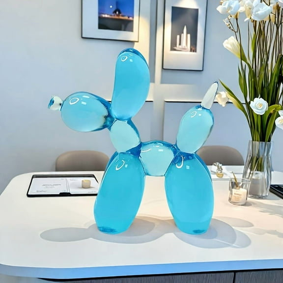 1pc Transparent Blue Balloon Dog Statue - Crystal Clear Resin Art Decor for Living Room, Bedroom, Shelf Display