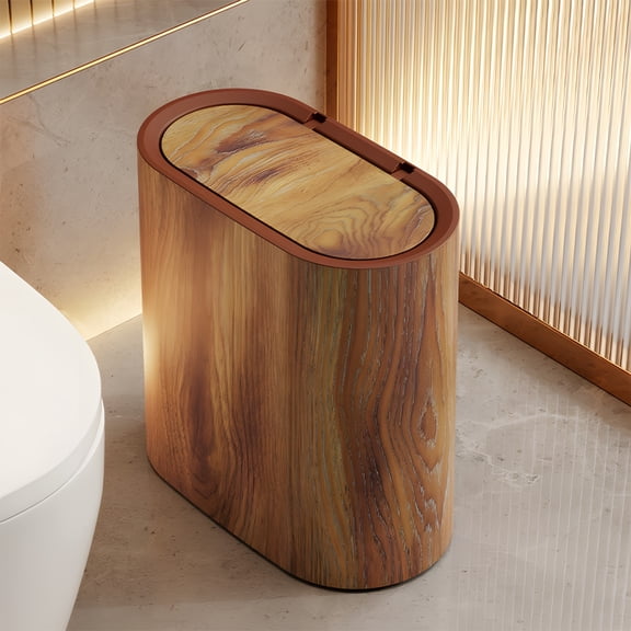 1pc Trash Can, Press-On Opening, Plastic Trash Can With Built-In Handle, Easy To Clean, Rust Resistant, Ideal For Tight Spaces In Bathrooms, Kitchens, Offices, Commercial Scenes And More.