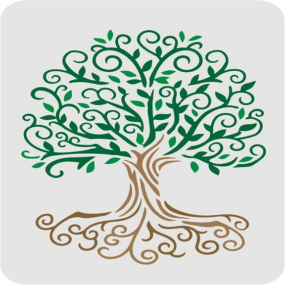 1pc Tree of Life Drawing Stencil 29.7x21cm Reusable Life Tree Stencil for Painting Large Size Plant Tree Decoration Stencils for Painting on Wall Furniture Wood and Paper