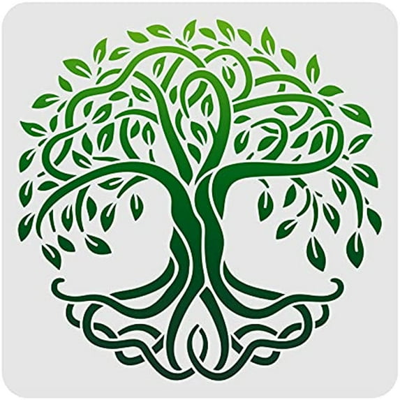 1pc Tree of Life Pattern Stencils Decoration Template 12x12 Inch Plastic Tree Drawing Painting Stencils Square Reusable Stencils for Painting on Wood Floor