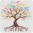 thumbnail image 1 of 1pc Tree of Life Pattern Stencil Music Symbol Leaves Tree Templates Drawing Painting Stencils for Painting on Scrapbook Card Wood Floor Wall Fabric, 1 of 8