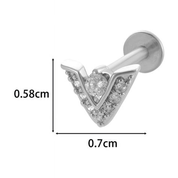 1pc Triangle 316L Surgical Stainless Steel Clear Cubic Zirconia 17 Gauge Threadless Labrets Piercing Jewelry for Women Men Stainless Steel Color 8mm Pin: 1.2mm