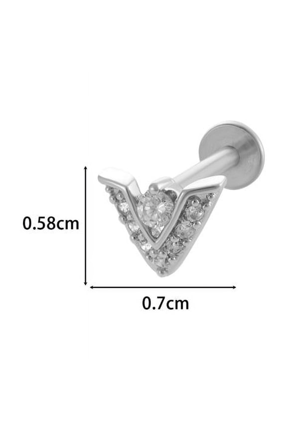 1pc Triangle 316L Surgical Stainless Steel Clear Cubic Zirconia 17 Gauge Threadless Labrets Piercing Jewelry for Women Men Stainless Steel Color 8mm Pin: 1.2mm