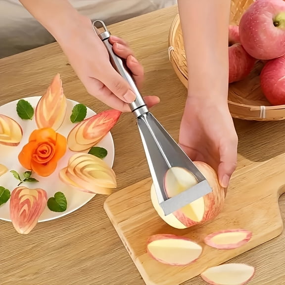 1pc, Triangular Stainless Steel Fruit And Vegetable Carving Knife, for Creative Platter Decoration And Decorative Precision Kitchen Tools