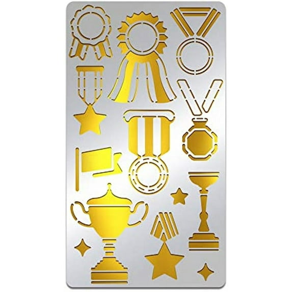 1pc Trophy Stencils Medal Badge Drawing Template Metal Stainless Steel Paint Stencils