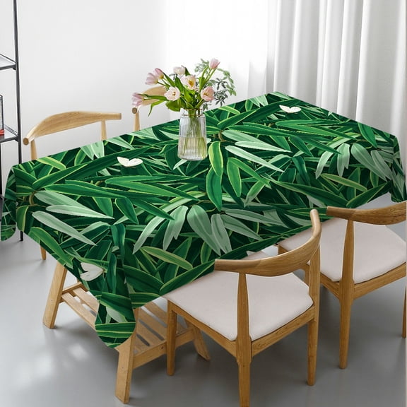 1pc Tropical Bamboo Jungle Print Rectangular Tablecloth, Machine-Made Kitchen Accessories, Tropical Bamboo Jungle