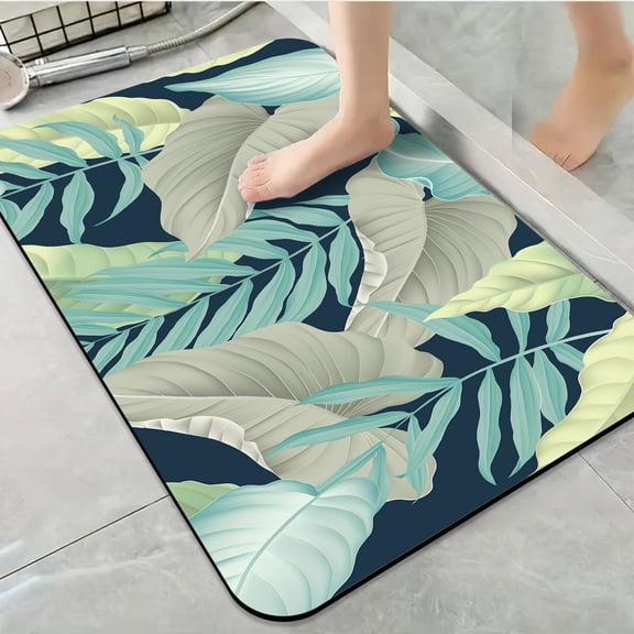 1pc Tropical Leaf Bathroom Rug Bathroom Decor and Accessories- Durable,Anti Slip,And Quick Drying,Suitable For Indoor/outdoor Use - Perfect For Bathrooms,Bedrooms,Kitchens,Terraces