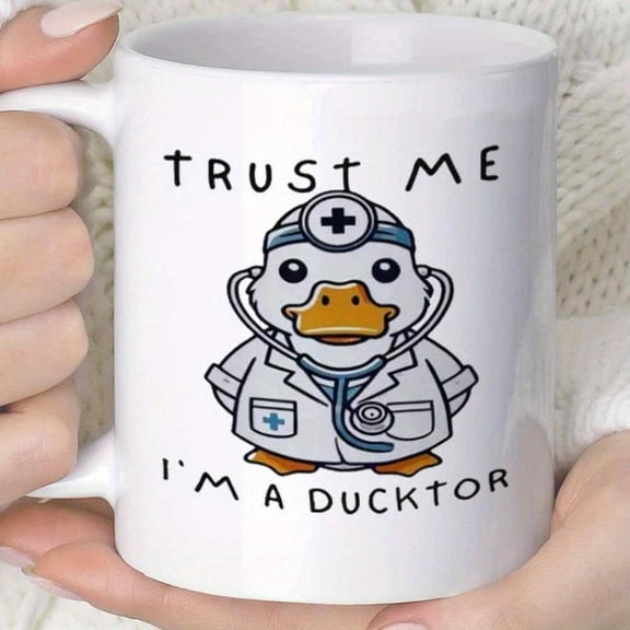 1pc Trust Me I m a Ducktor Novelty Mug 11oz Ceramic Coffee Cup with Cute Duck Doctor Design Healthcare Professionals Hand Wash Only Reusable Fun Idea Playful Mug Design Durable Ceramic