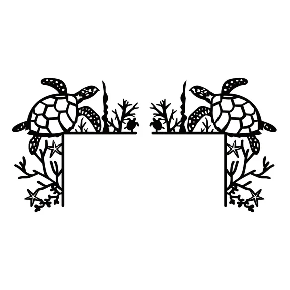 1pc Turtle Ocean Decoration Wall Sticker Door Corner Decor Frame Corner Art Wall Decor Metal Hanging Turtle Ocean Wall