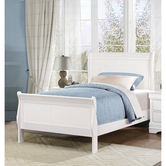 1pc White Finish Twin Size Bed with Classic Louis Philippe Style and Wooden Construction