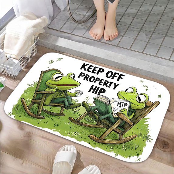 1pc Two Frogs Rocking Chairs with Absorbent Non-Slip Bathroom Thickened Flannel Rug Decor,Soft,Quick Drying,Suitable For Indoor/outdoor Use,Bathrooms,Bedrooms,Kitchens,Terrace,Laundry Rooms,16"x24"