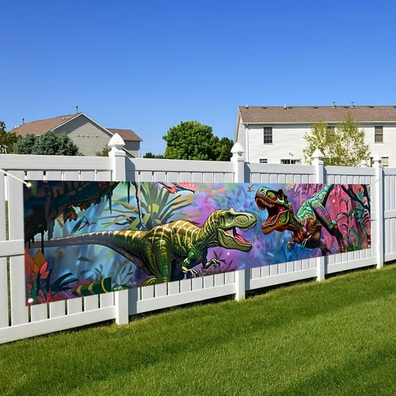 1pc Tyrannosaurus Rex Themed Party Banner Decoration - Perfect for any dinosaur-themed party. The exciting design features a vibrant Tyrannosaurus rex dinosaur - easy to hang, adding the finishing to