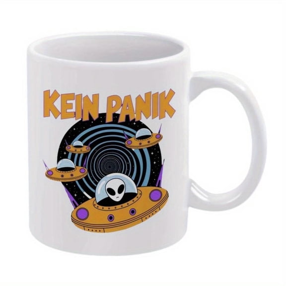 1pc UFO Alien Coffee Mug 11oz Ceramic Cup with Vibrant Space Theme Design Hand Wash Only Reusable Drinkware Hot Cold Beverages Unique Birthday Holiday Sci Fi Fans Coffee Bar Access