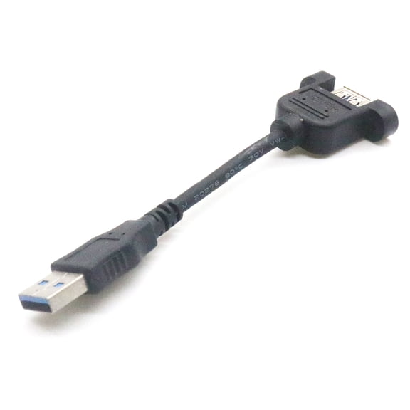 1pc USB 3.0 Type A Male to A Female Extension Charging Data Transmission Cable with Panel Mount Screw For Keyboard Mouse Flash Drive Black 13cm