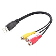 1pc USB Male Plug To 3 RCA Female Adapter Audio Converter Video AV A/V Cable USB to RCA Cable for HDTV TV Television Wire Cord