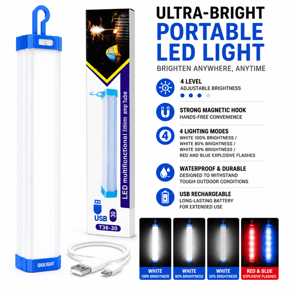QIULIGHT 800 lm LED Handheld Portable Work Light - 3 Adjustable with Flash Light