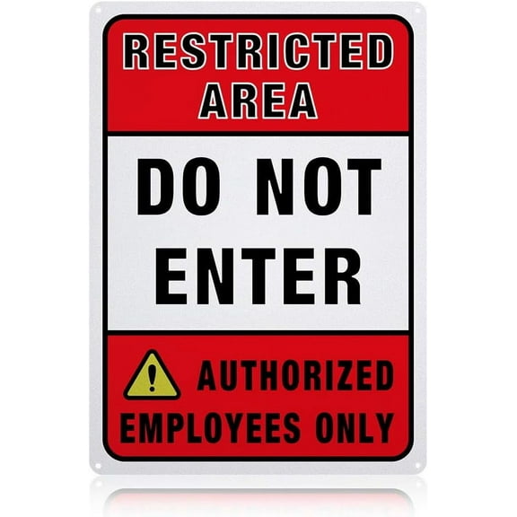 1pc UV Protected & Waterproof Aluminum Warning Signs Do Not Enter Do Not Enter Authorized Employees Only Sign Red 350x250x1mm Hole: 4mm