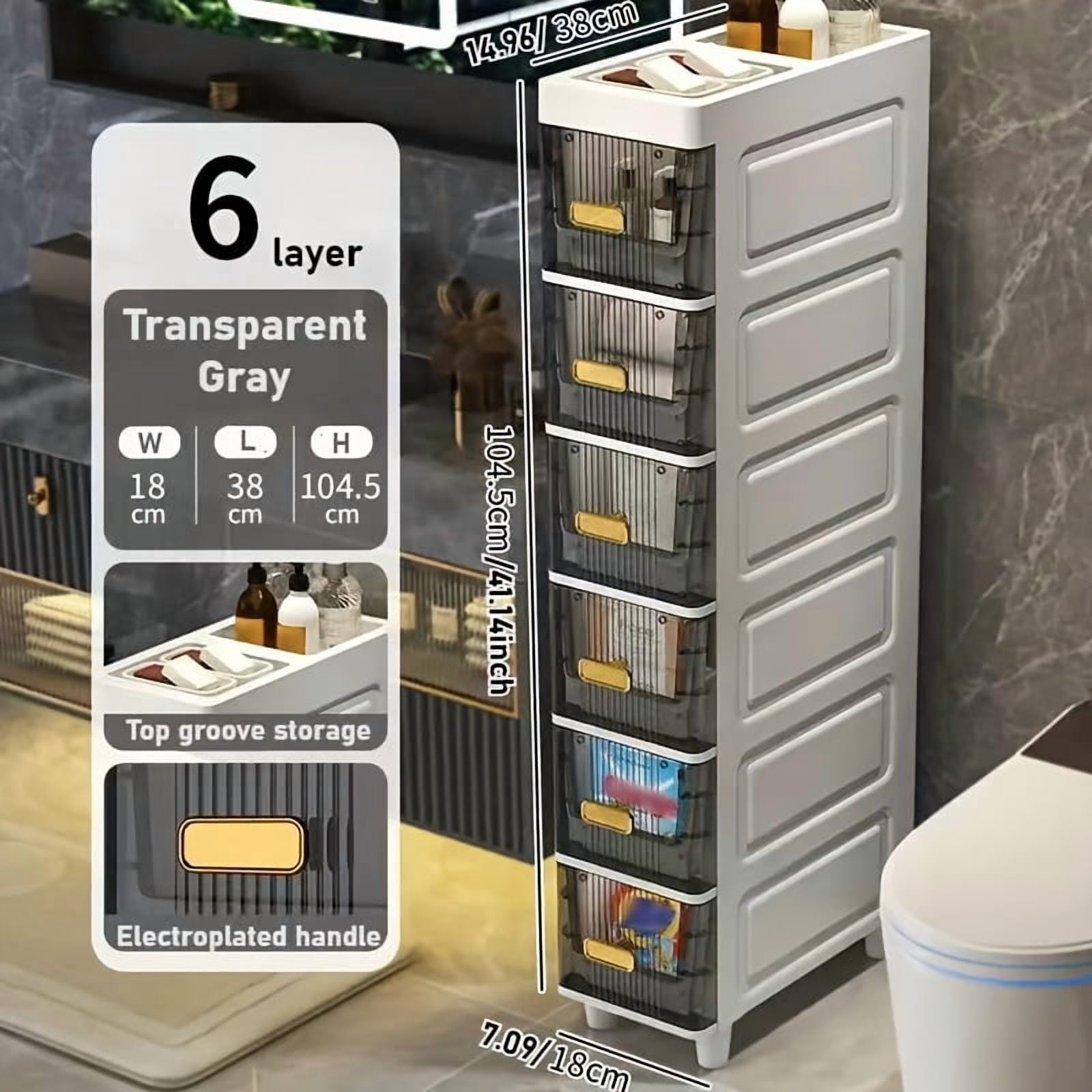 Pull Out File 1pc Ultra-Slim Plastic Storage Cabinet - Big Capacity, Narrow Corner ...