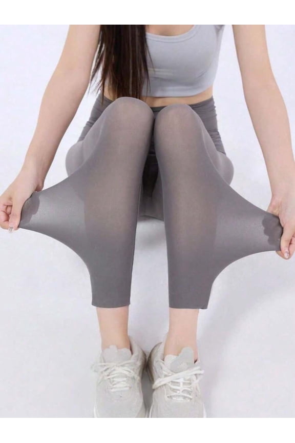 1pc Ultra-Thin Breathable Tights, Shark Skin Tight Leggings, High Waist Super Thin Sun Protection Pantyhose, Women Seamless Tight Sports Leggings Summer