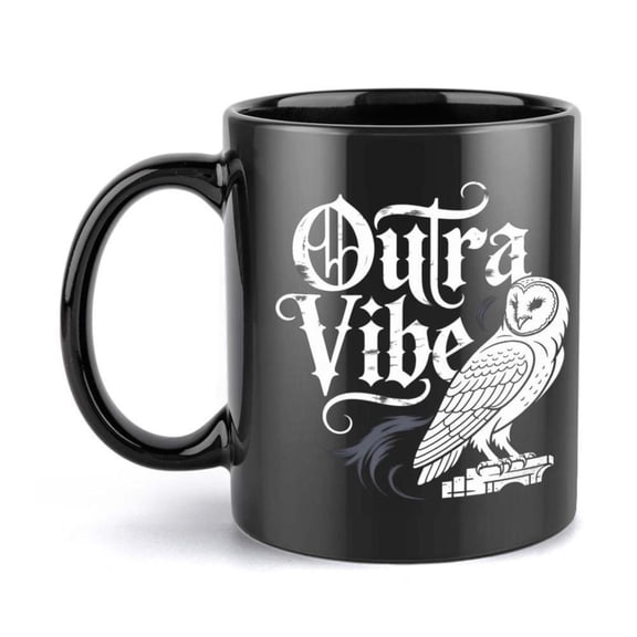 1pc Ultra Vibe Owl Ceramic Mug 11oz Hand Wash Only Reusable Multipurpose with Text and Owl Design Holiday Birthday Christmas Summer Gifts