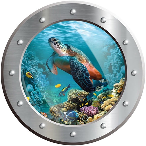 1pc Under The Sea Wall Decals Stickers 3D Shark Sea Turtle Window Clings for Room Nursery Bedroom Bathroom Home Decoration
