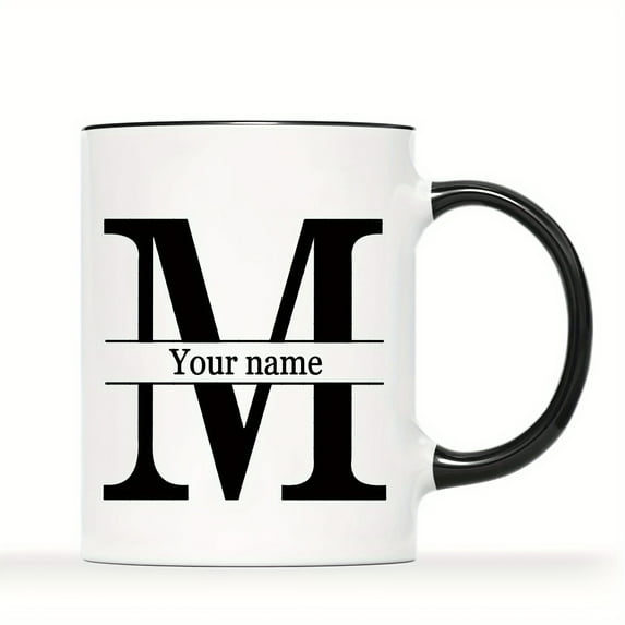 1pc, Unique Personalized Custom Letter Name Ceramic Coffee Mug - Durable Reusable Novelty Cup for Anniversary, Birthday, and Holiday Gifts - White Tea Cup for Summer and Winter Drinkware