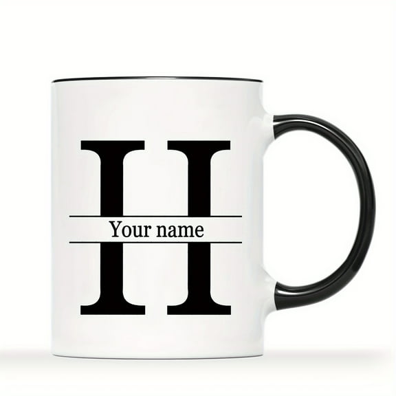 1pc, Unique Personalized Custom Letter Name Ceramic Coffee Mug - Durable Reusable Novelty Cup for Anniversary, Birthday, and Holiday Gifts - White Tea Cup for Summer and Winter Drinkware