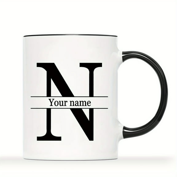 1pc, Unique Personalized Custom Letter Name Ceramic Coffee Mug - Durable Reusable Novelty Cup for Anniversary, Birthday, and Holiday Gifts - White Tea Cup for Summer and Winter Drinkware