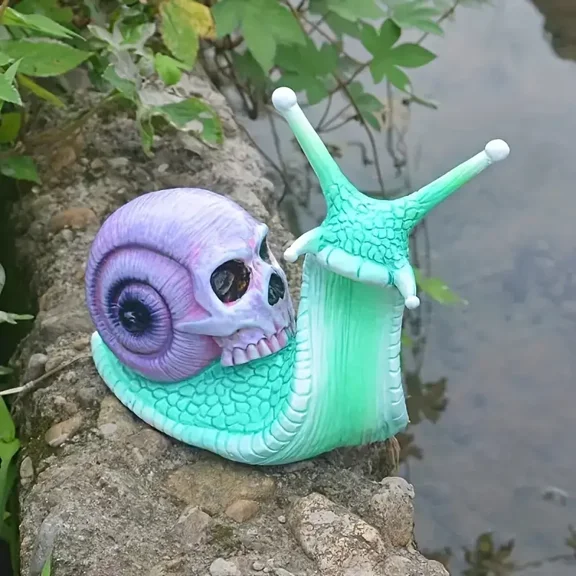 1pc Unique Skeleton Snail Skull Sculpture - Handcrafted Resin Garden Decoration for Outdoor, Yard, Lawn, and Home