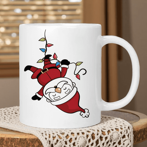 1pc "Upside-down Santa Claus" Themed Ceramic Coffee Mug, Mug, Tea Cup, Ceramic Mug, Reusable, High Temperature , Machine Washable, Christmas Decoration Gift