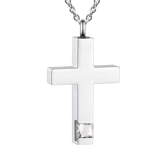 1pc Urn Ashes Pendant Necklace Stainless Steel Memorial Jewelry for Men Women Clear 21.65 inch(55cm)