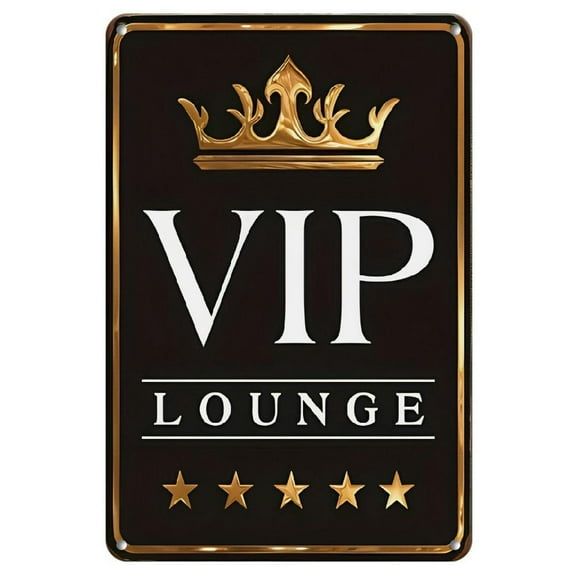 1pc VIP Lounge Metal Sign 8x12in - Vintage Aluminum Wall Decor with Golden Crown Design for Home, Bar, Cafe, Garage - Weatherproof & Dust-Proof, Easy to Hang, Metal Wall Art Decor