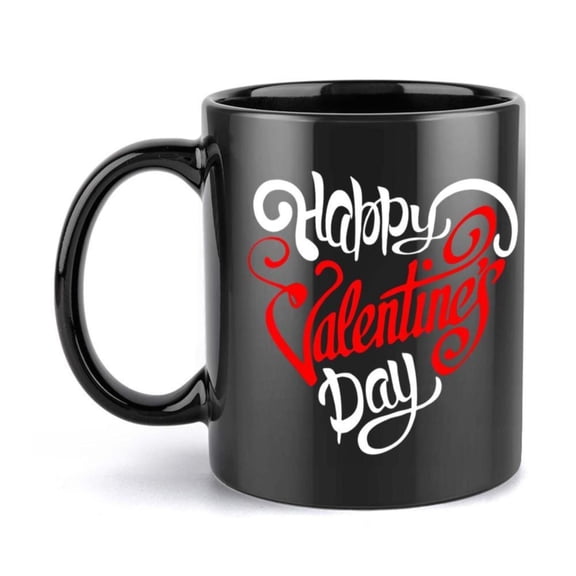 1pc Valentine S Day Coffee Mug Elegant Black Cup with Red White Script 11oz Ceramic Cup Hot Cold Drinks Anniversary Birthday Christmas New Year Durable Everyday Special Occasion Cu