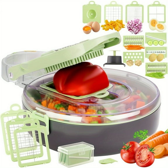 1pc, Vegetable Chopper Slicer, Veggie Slicer, Multi All In 1 Food Chooper With Container, Onion Chopper, Kitchen Vegetable Slicer Dicer Cutter, Egg Separator, Kitchen Gadgets