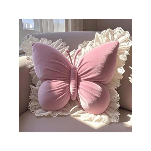 1pc Velvet Pink Butterfly Throw Pillow Soft Cushion For Sofa And Bedding Decor Perfect For Wedding Anniversary Birthday Favor Romantic Autumn Decoration
