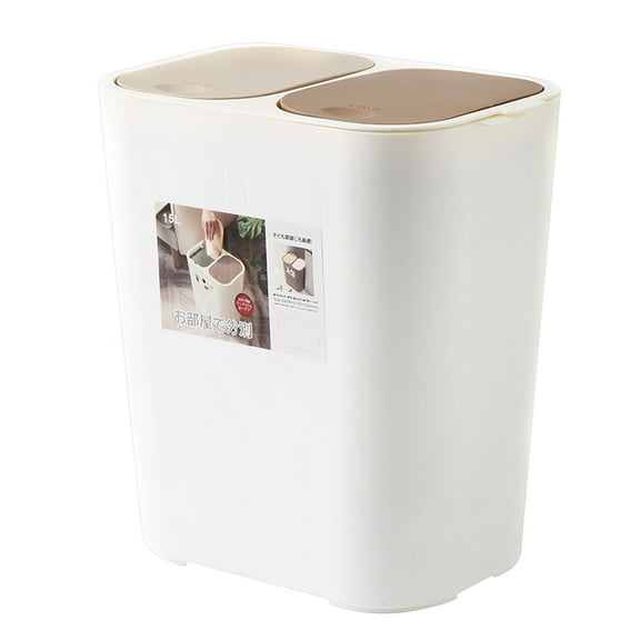 1pc Versatile Double-deck Classified Dustbin Wet and Dry Classified Waste Bin Dual-Use Trash Can Garbage Can Plastic Rubbish Container (White)