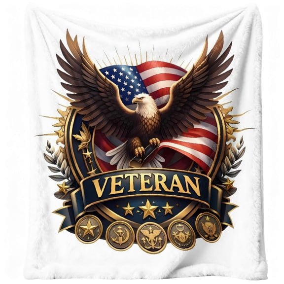1pc Veteran Eagle American Patriotic Eagle Design Flannel Blanket - Soft for Home, Travel, Camping, - Use with Eagle Print, Machine Washable
