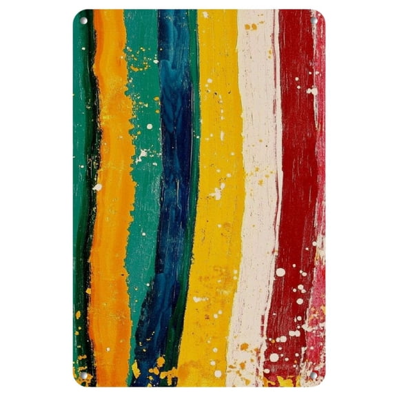 1pc Vibrant Abstract Iron Wall Art, 8x12inch - Colorful Striped Window Hanging with Heart Patterns for Bedroom, Office, Kitchen, Living Room & Bathroom Decor - Easy-to-Hang, No Power Required