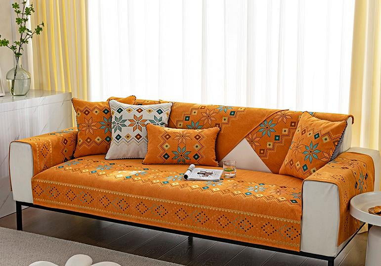 1pc Vibrant Boho-Style Sofa Slipcover - Stain-Resistant Non-Slip Couch ...