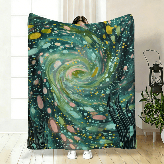 1pc Vibrant Canvas Print Flannel Blanket Ultrasoft, Lightweight Durable, Perfect For Sofa, Bed, Travel Camping, Ideal Gift, Machine Washable.