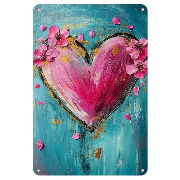 1pc Vibrant Heart-Style Iron Wall Art, 8x12 inches - Colorful Abstract Design with Golden Accents for Home, Bedroom, Bar, Cafe, Office Decor, Retro, Farmhouse Wall Art, Perfect for Room Decor