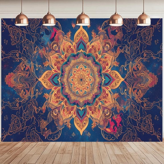 1pc Vibrant Mandala Art Tapestry Backdrop, Polyester Wall Hanging Banner, Aesthetic Home Decor, with No Power Required, for Living Room, Bedroom, Dorm, Outdoor Events, Universal Holiday Theme