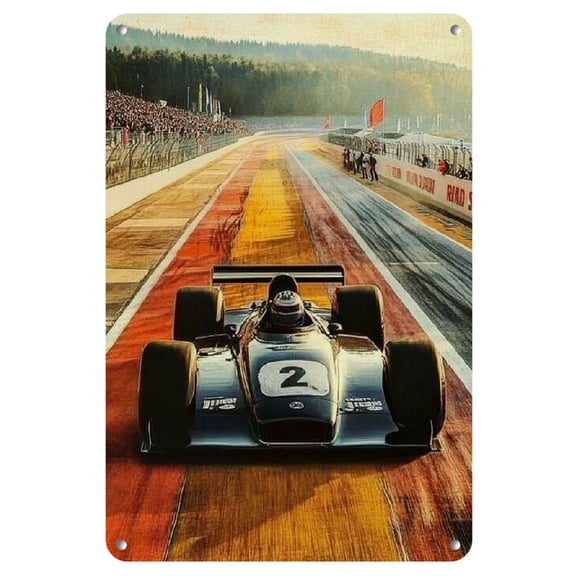 1pc Vibrant Racing Scene Metal Wall Art, 8x12 inch - High-Quality Iron Sign with Trackside Action and Spectators, Ideal for Home, Bar, Cafe, Garage Decor, Garage Decoration | Racing Theme Decor