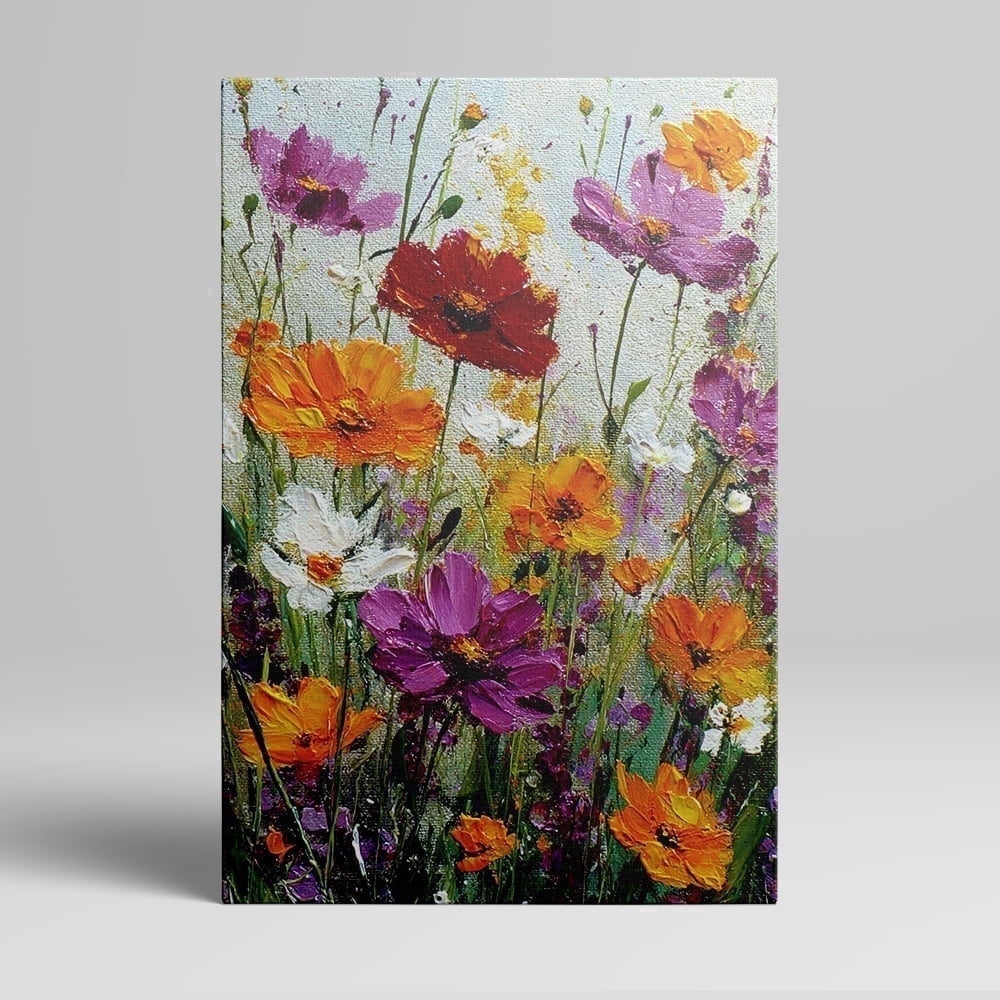 Topbout Art Vibrant Wildflower Field - Painted Canvas Art 8 in x 12 in Framed Painting Canvas Art Prints