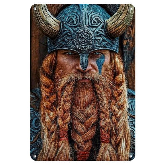 1pc Viking-Inspired Iron Wall Art, 8x12" - Rustic & Intricate Vintage Decor for Home, Bar, Garage, Kitchen | Water & Dust Resistant | Featuring Detailed Norse Warrior Design