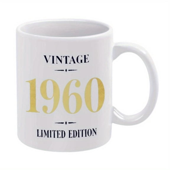1pc Vintage 1960 Ceramic Coffee Mug 11oz Reusable Hand Wash Only Multipurpose Drinkware Ideal Birthday Holiday Gifts Coffee Bar Accessories