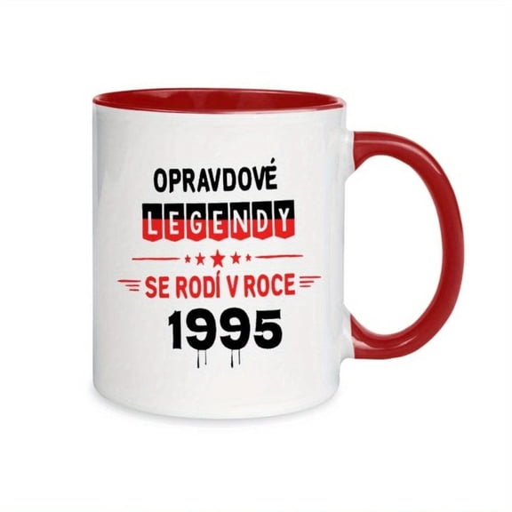 1pc Vintage 1995 Retro Coffee Mug White Red Retro Cup with Black Text Heavy Duty 11oz Ceramic Cup Hot Cold Drinks Birthday Anniversary 90s Themed Party Gifts Nostalgic Collectible