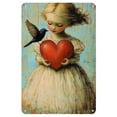 thumbnail image 1 of 1pc Vintage Angel Valentine'S Day Decorative Sign, Pre-Drilled Wall Hanging Metal Tin Art, Retro Multipurpose Room Cafe Garage Decor, English Text, 1 of 8